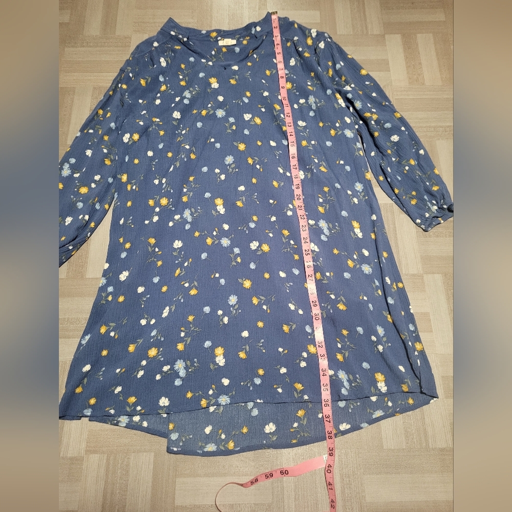 a.n.a Blue Dress with Yellow and White Floral Pattern - Picture 2 of 7